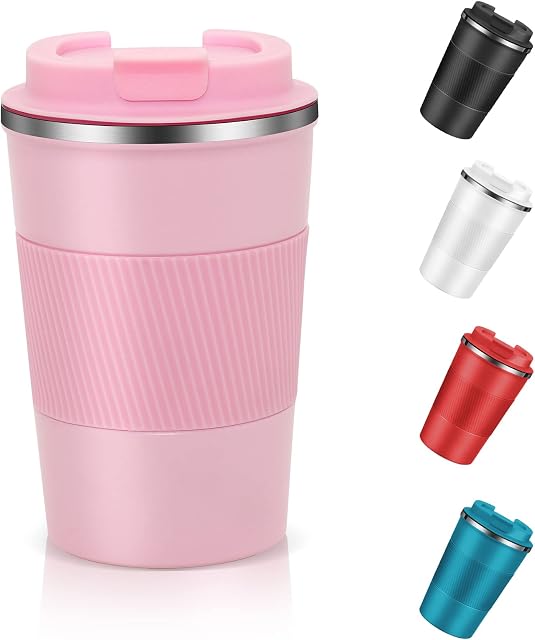 Dycietx Travel Mug with Leakproof Lid,Insulated Reusable Coffee Mug for Hot&Cold Drinks/Tea,Portable Stainless Steel Thermal Takeaway Travel Coffee Cup for Car/Outdoor/Picnic/ Office/School (Pink)