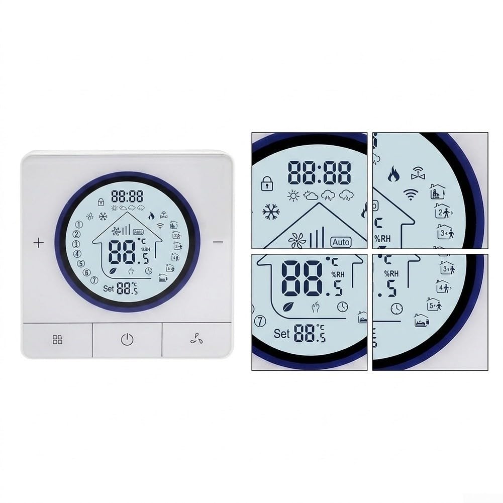 Digitaler Raumthermostat Wandmontage LCD Display for weiß Digitaler
