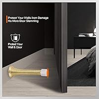 Vista 52 de Paquete de 6 topes de resorte para puerta, color blanco, 3-1/4 pulgadas, flexibles con puntas de parachoques de goma blanca