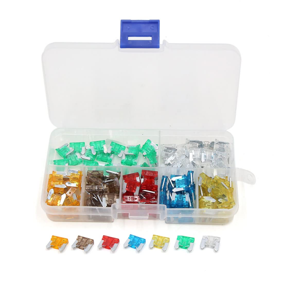 AERBNYEQP 140Pcs 5A 7. 10A 15A 20A 25A 30A Auto Car Truck Low Mini Blade Type Fuse Kit