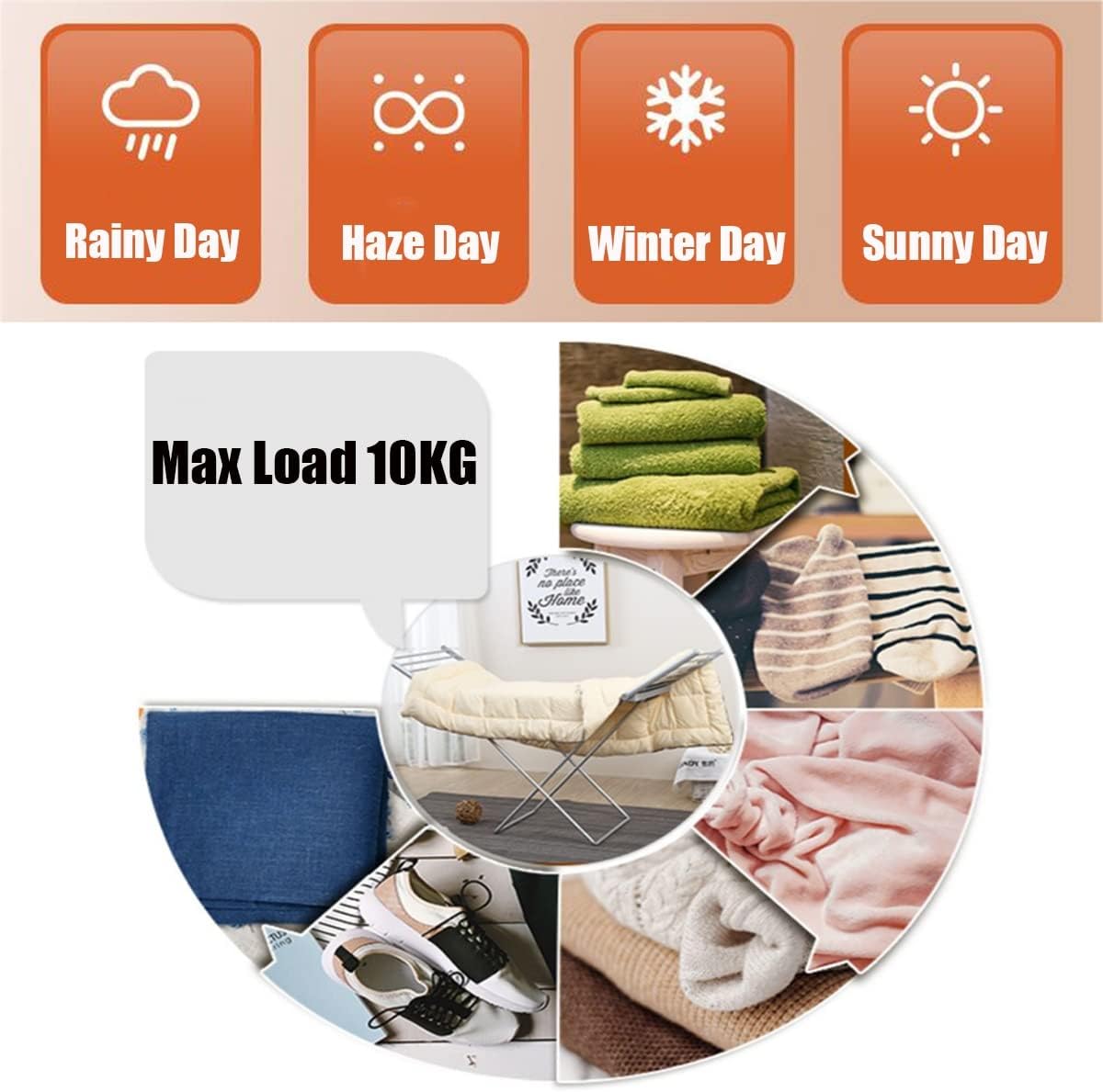 Home Electric Heated Clothes Airer Dryer Portable Folding Winged Laundry Drying Racks, Energy-Efficient 45-55℃ Constant Temperature, Safety Towel Warmer Rail Rack