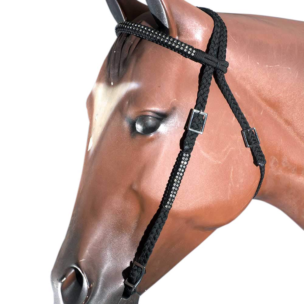HILASON Horse Bridle Headstall Flat Braided Paracord Crystal