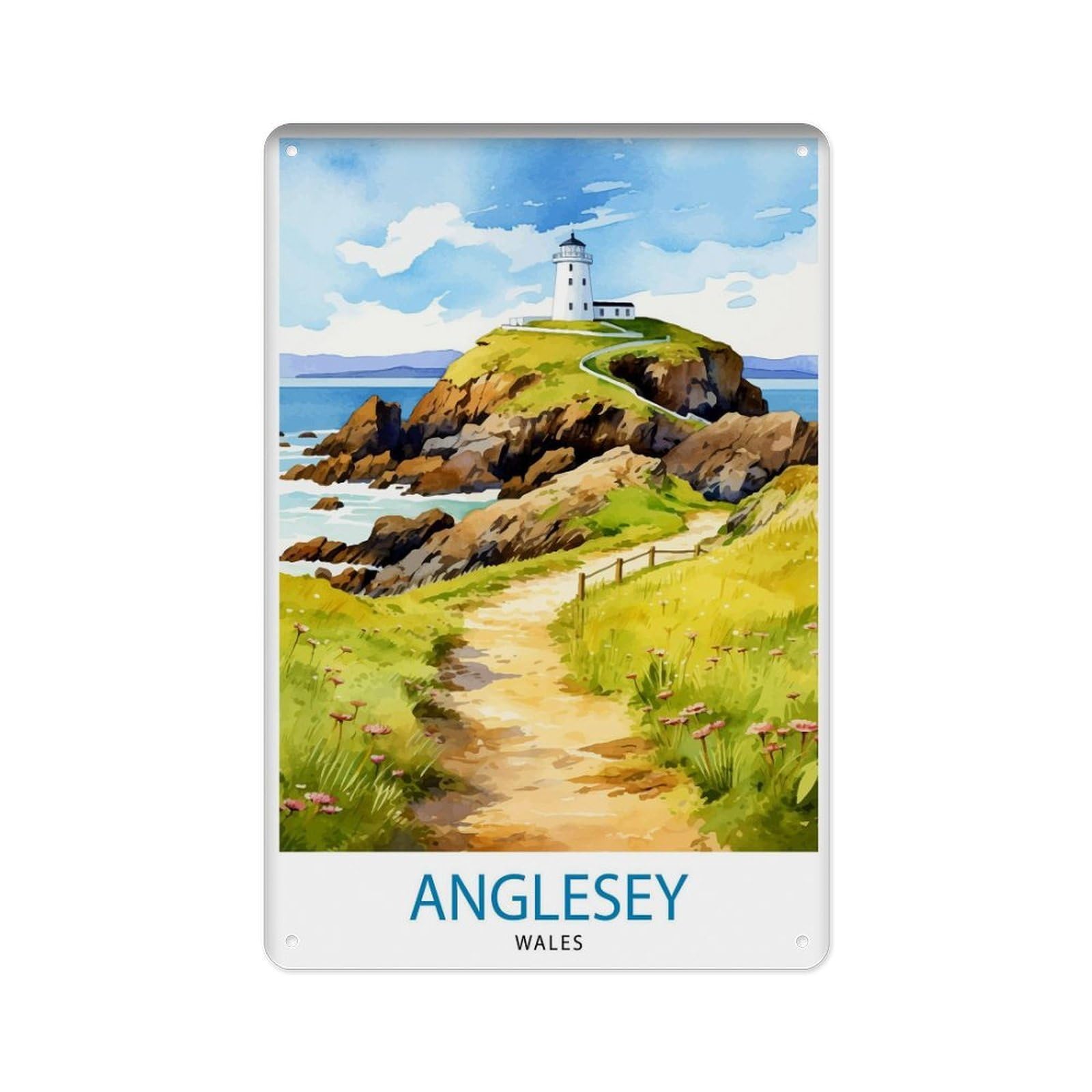 peiyeety Metal Tin Sign Anglesey Wales Trip Anglesey Decor Anglesey Poster Wales Trip Anglesey Art 8 X 12 Inch