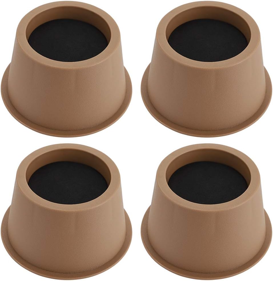 BSTKEY Set of 4 Brown Round Furniture Risers for Bed Chair Desk Table Sofa 5cm