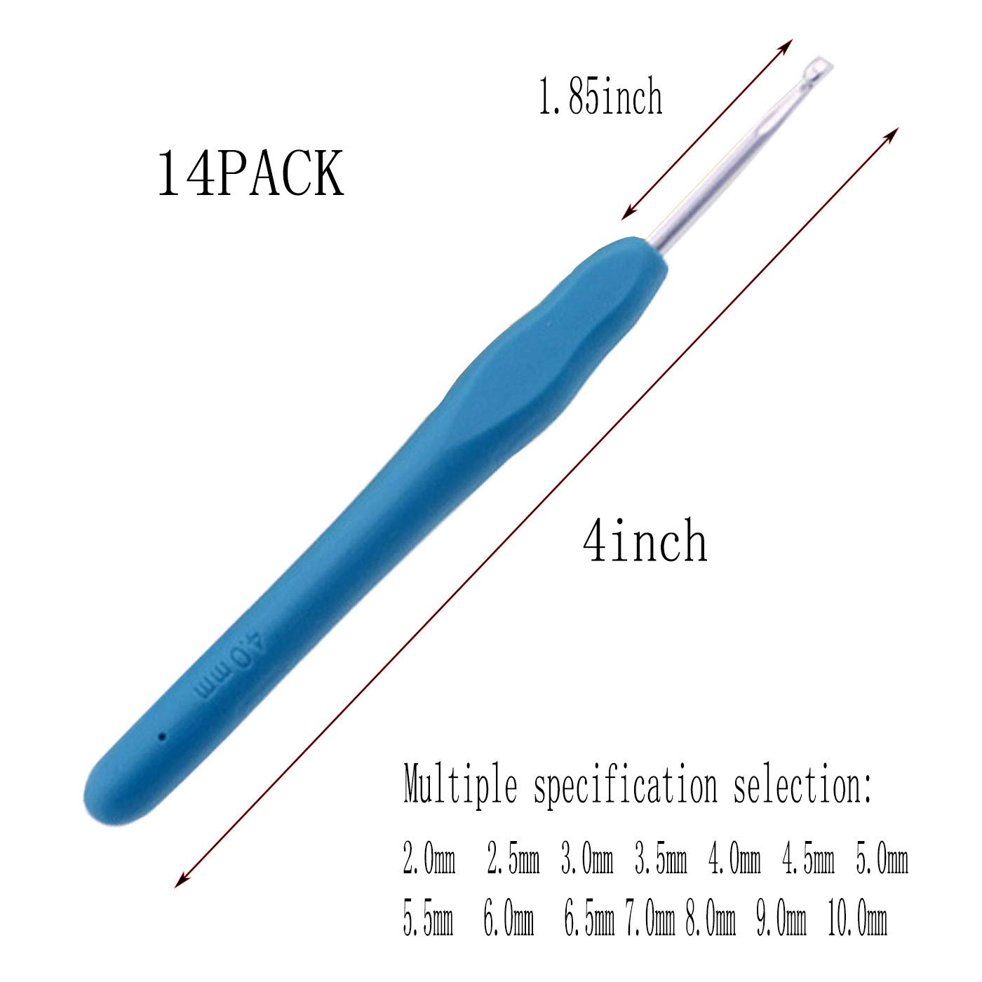 Lot De 2 Crochets à Dentelle Fins – Tailles 0.5mm Et 0.6mm – Poignée Ergonomique En Caoutchouc Confortable