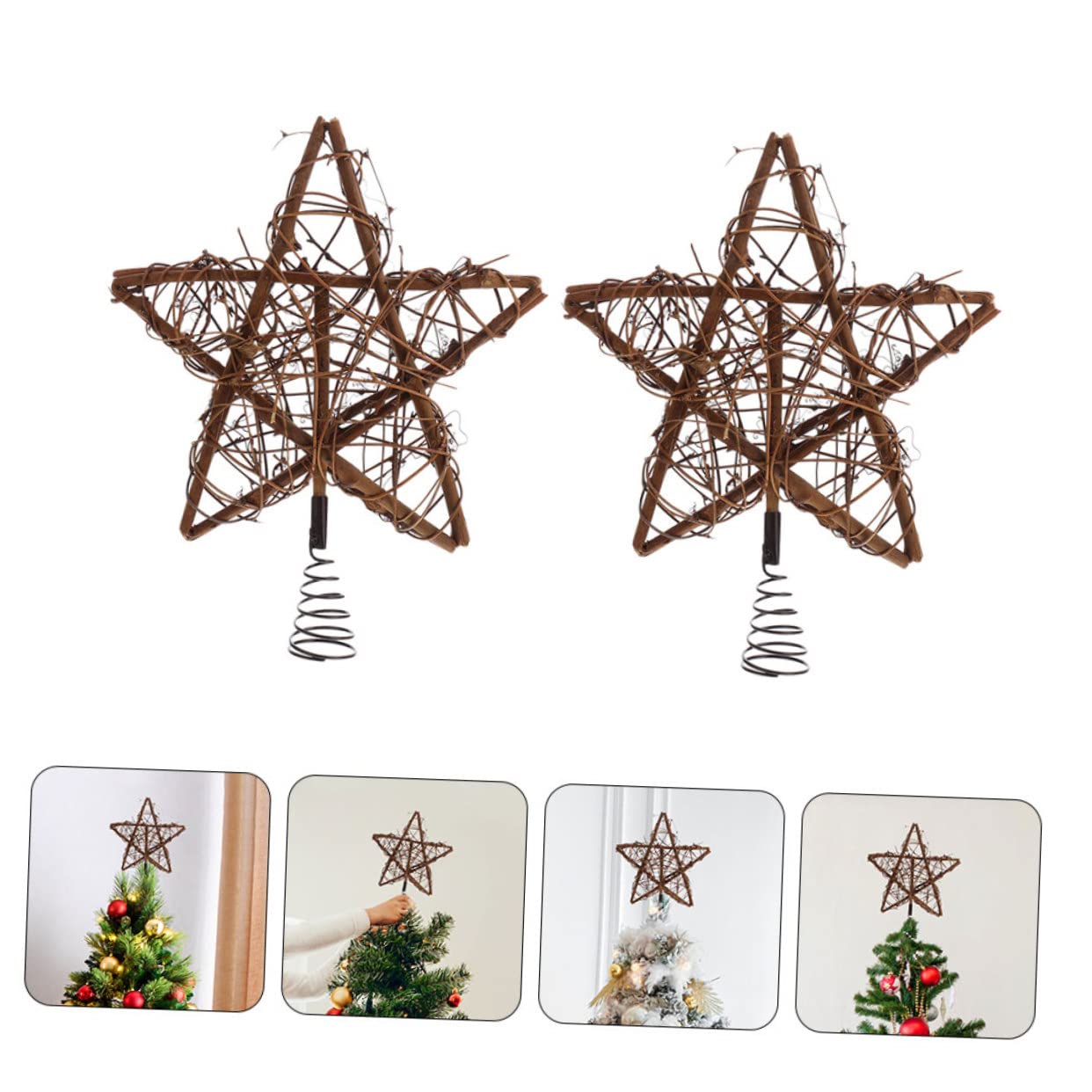 2stücke Weihnachtsbaumspitzen Fünfzackiger Stern Weihnachtsbaumdeko Christbaumschmuck Partydeko-zubehör für Weihnachtsbaumspitze Stern Zufälliger Stil