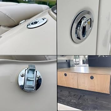 WJSKDQ Boat Latches Flush Pull Slam Latch for Boat Boor Latches Handle Keyed Lock Locking Style Silver/Black 2pcs/4pcs