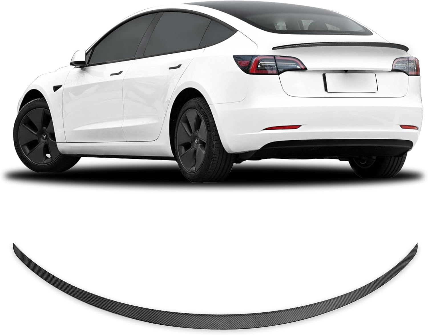 Spoiler Fit for Tesla Model 3 2017-2023, ABS Material OEM Original Rear Spoiler Wing Rear Trunk Lip, Matte Carbon Fiber Sporty Appearance Tesla Model 3 Accessories