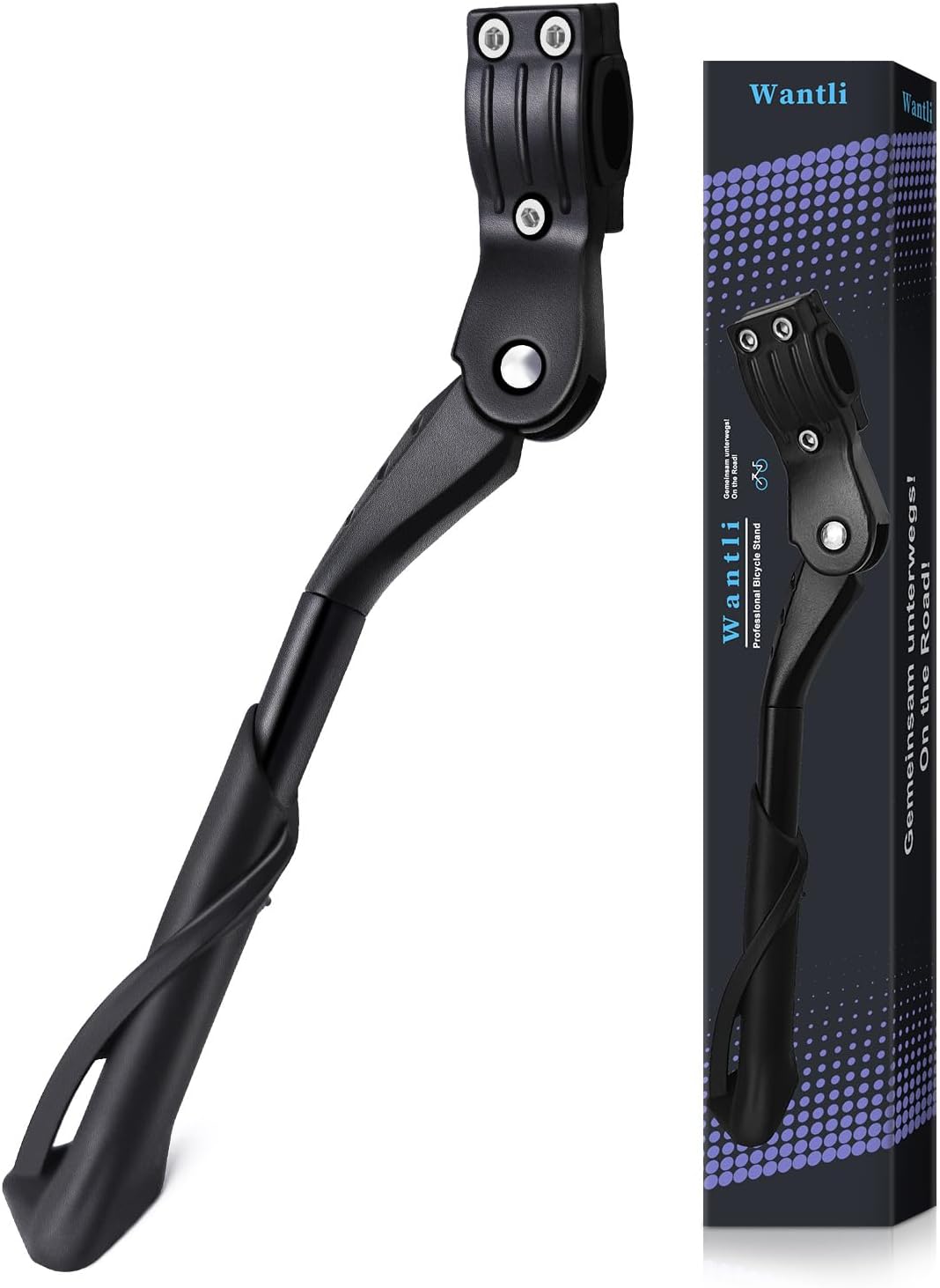 Béquille De Vélo Réglable Vinabo – Alliage Aluminium – Hauteur 34-38 Cm – Pied Caoutchouc – Noire