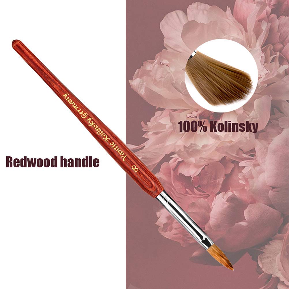 Kolinsky Acrylic Nail Brush for Acrylic Application #Size 8 Manicure Pedicure Kolinsky Sable Acrylic Nails Oval Nail Art Brush, 1Pack