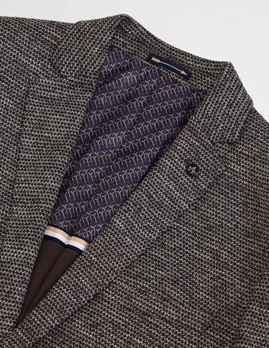 Image of Arrow Mens Brown Self-Design Notch Collar Long Sleeve Formal Polyester Slim Fit Blazer