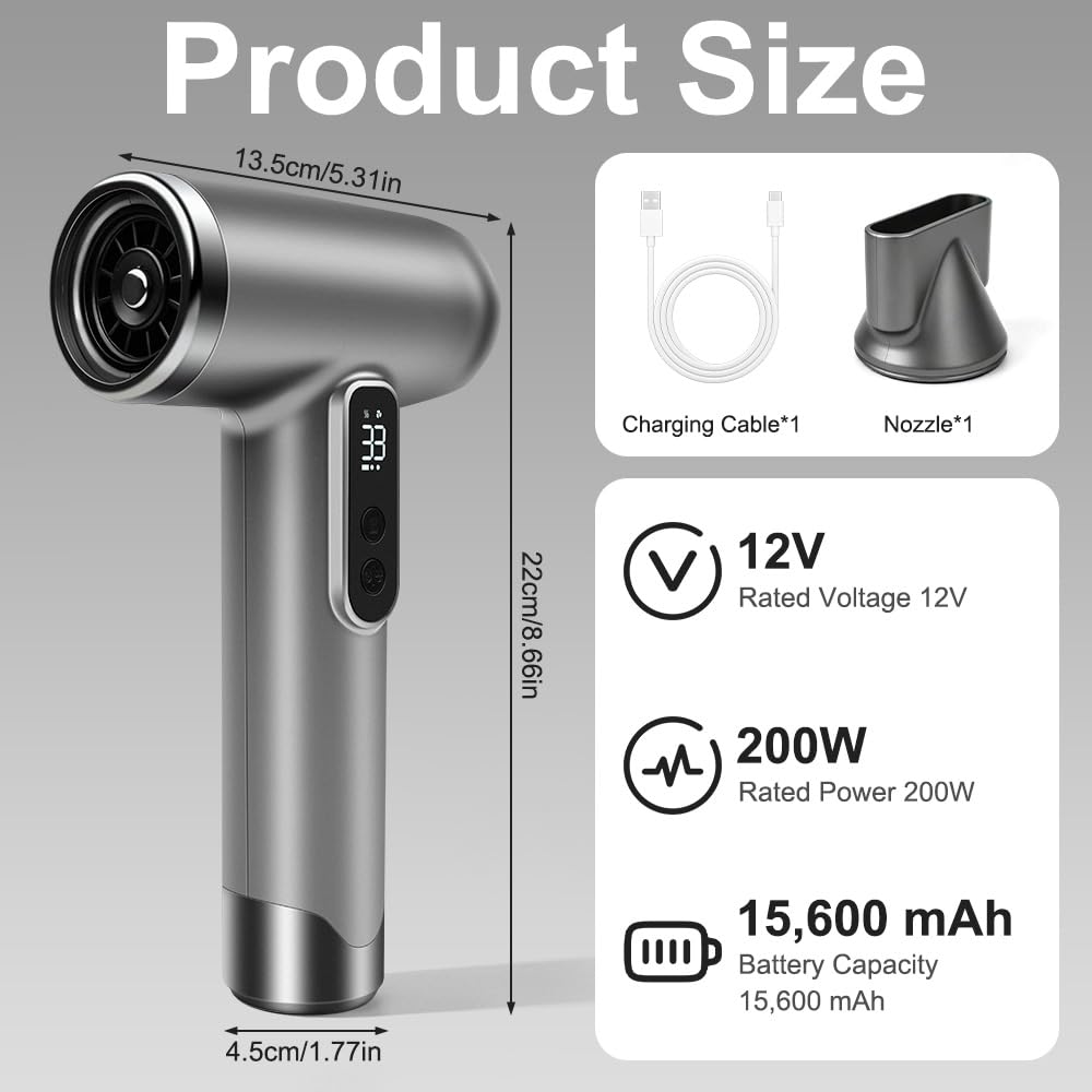 Seche Cheveux Sans Fil Rechargeable, Sèche-Cheveux Sans Fil avec 3 Températures et 3 Vitesses, Rechargeable Sèche Cheveux Sans Fil, Mini Seche Cheveux Sur Batterie pour Camping Voyage