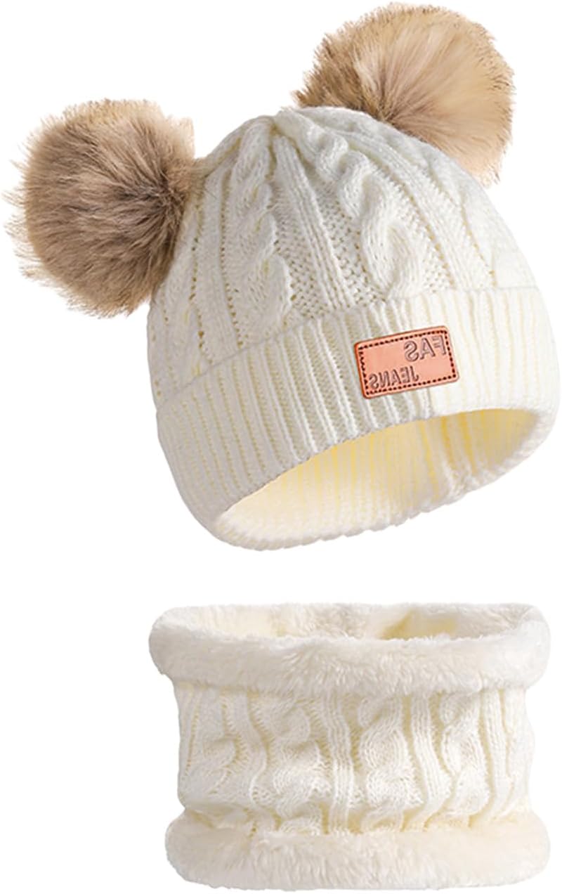 Adjustable Childrens Winter Hat and Scarf Set Stretchy Knitted Fabric for School Playdates Sports Childrens Knitted Hat