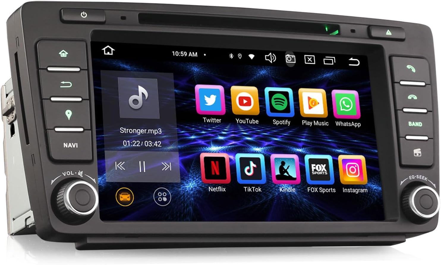 Erisin Android 14 8-Core 4GB+64GB Autoradio GPS Navigatore per Skoda Octavia Yeti Rapid Superb Roomster 8" Lettore DVD IPS Schermo tattile Supporti Bluetooth 5.0 CarPlay Android Auto WiFi DSP CANbus