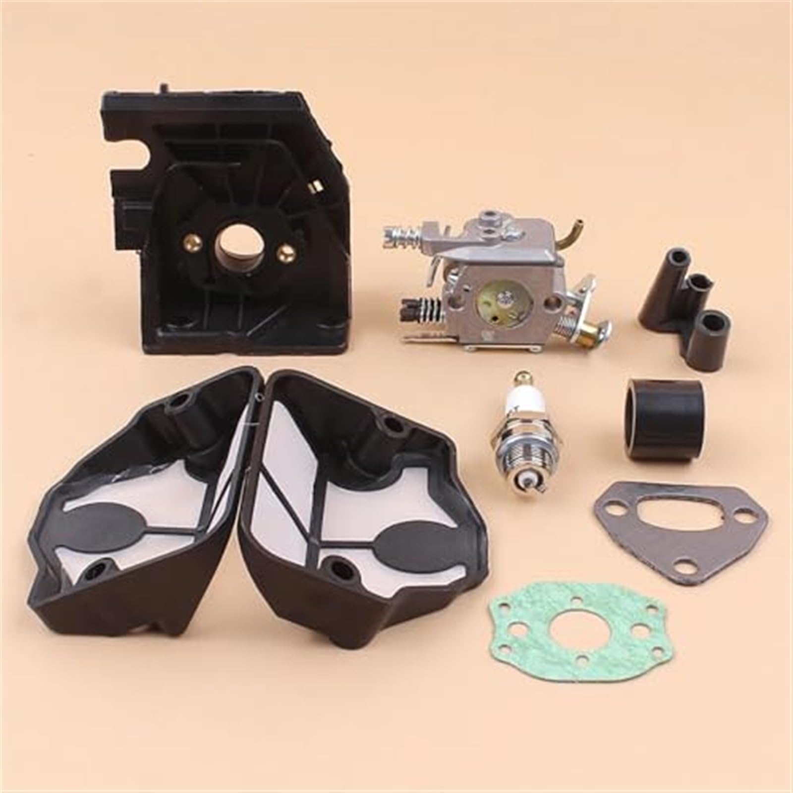 Gaźnik Carb Adapter filtr powietrza wlotowy zestaw uszczelek, dla Husqvarna, 142 136 141 137 36 41 części zamienne do piły łańcuchowej do piły łańcuchowej zestaw tłoka wału korbowego cylindra