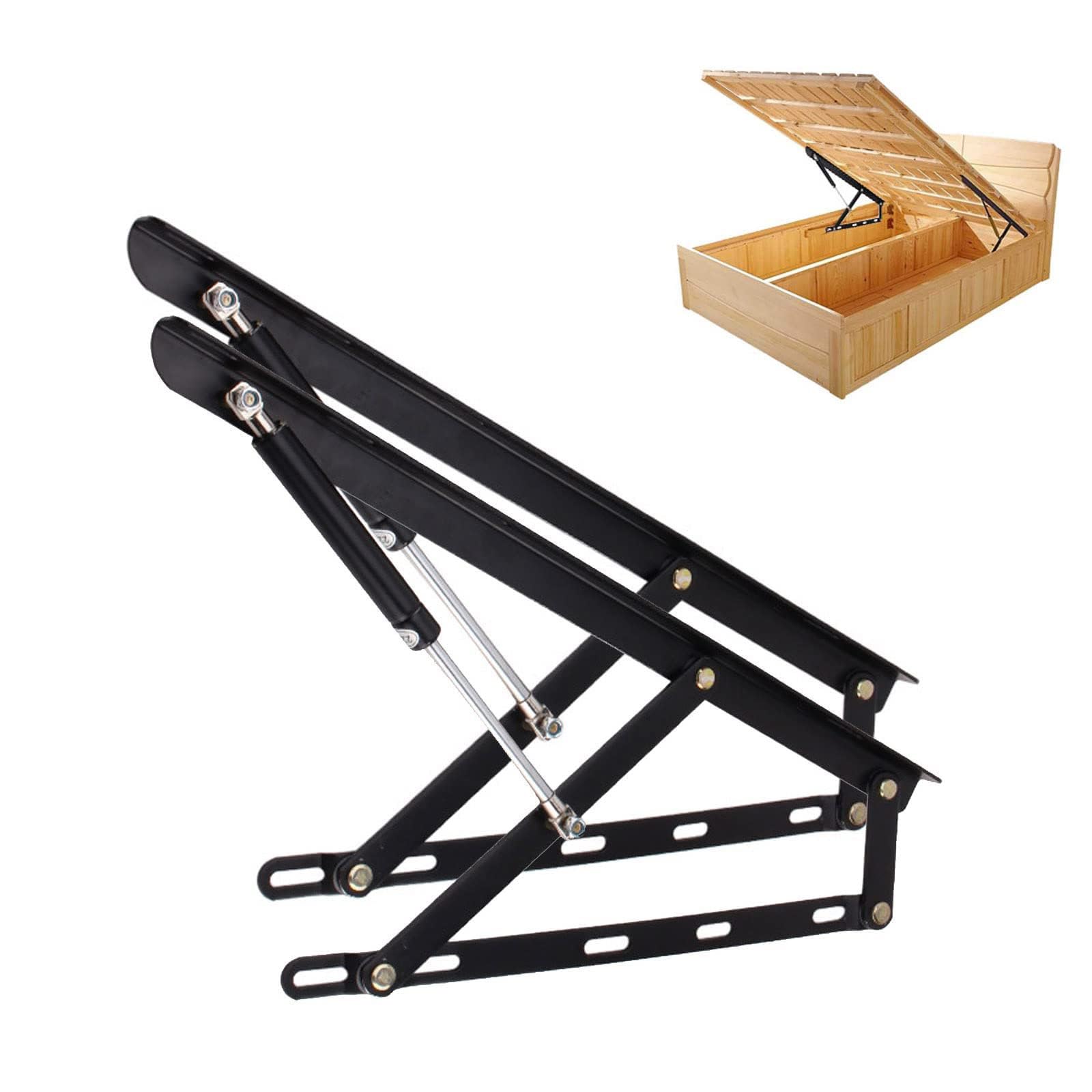 Elevador de Cama hidráulico, 1 par de mecanismos de elevación de Cama Plegables, Mecanismo de elevación de Cama neumático para Cajas de Cama Pesadas, Amortiguador de bisagra de Soporte de Tapa con r