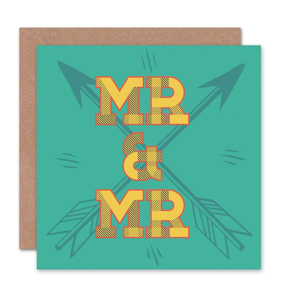 Wee Blue Coo CARD GREETING SAME SEX MARRIAGE ARROWS GREEN GAY