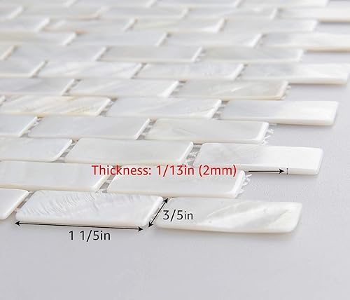 Vista 29 de Art3d - Azulejo de mosaico de concha de nácar para salpicadero de cocina / azulejo de pared de ducha, 12 x 12 pulgadas, azulejos de tipo metro sin