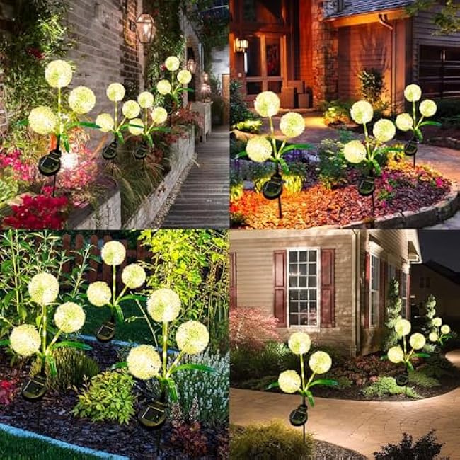 Dandelion Solar Light 2 Pack Garden Decoration Warm Color LED Light Outdoor Waterproof Sun Cloth Garden Decoration Holiday Gift