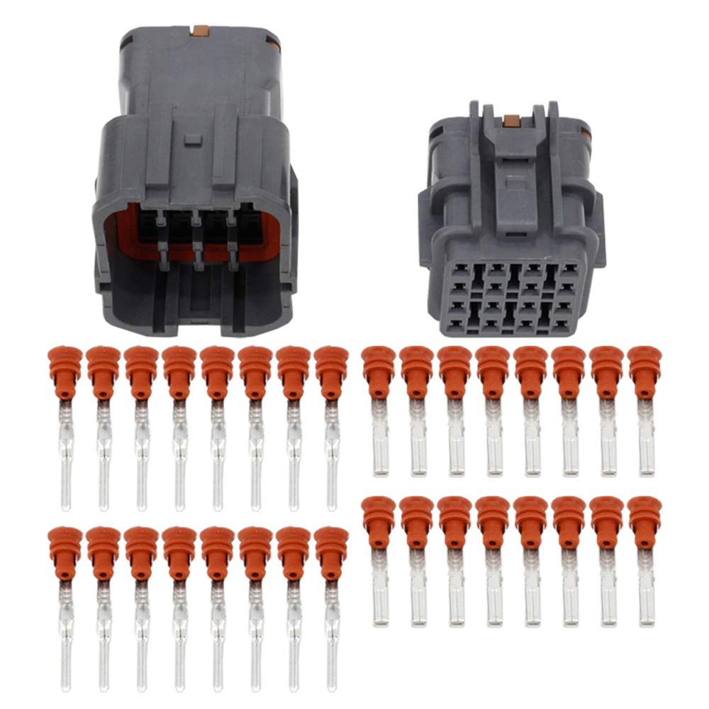 Yige Store 16-poliger wasserdichter Kfz-Steckverbinder, quadratischer Steckverbinder mit Anschluss 7222-7564-40, DJ7161Y-2-11/21 (Color : Male and female plug, Size : 5 Sets)