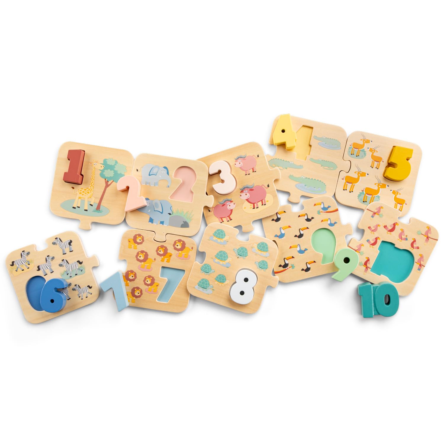 Woet Wooden Number Puzzle, FSC Certified Preschool Counting Toy for Toddlers 24 Months+ - Image 2