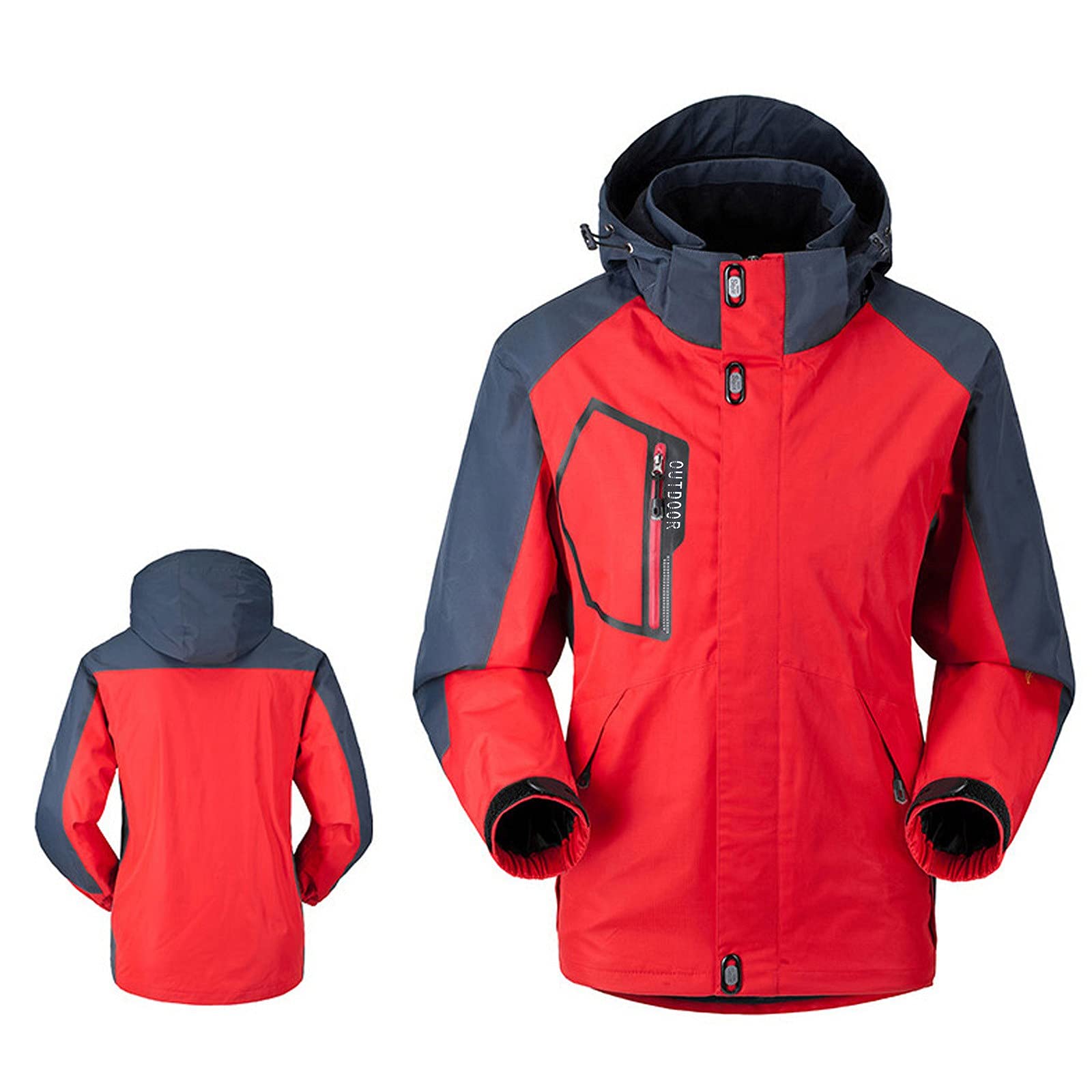 Forros Polares Hombre - Chaqueta de montañismo Impermeable para Hombre, de Terciopelo, para Exteriores, con Capucha, Bolsillo de esquí, Deportes, Abrigos y Chaquetas para Hombre