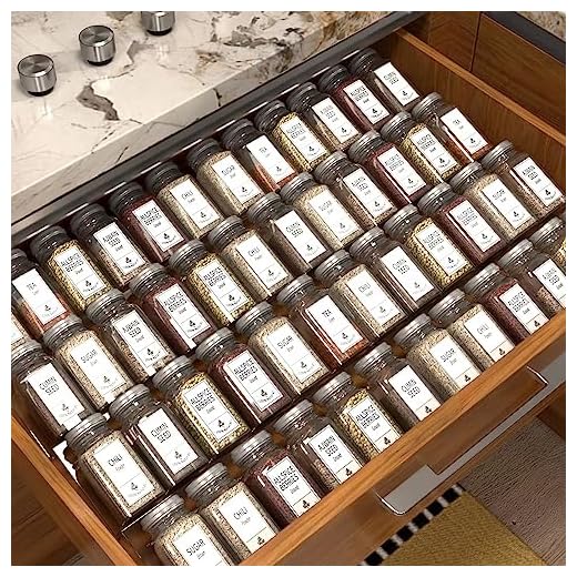 Yakaly Organizador de gaveta de especiarias de acrílico transparente, expansível de 33 a 66 cm - 4 conjuntos de 2 camadas (8 peças) em frascos de tempero de gaveta, suporte de temperos para