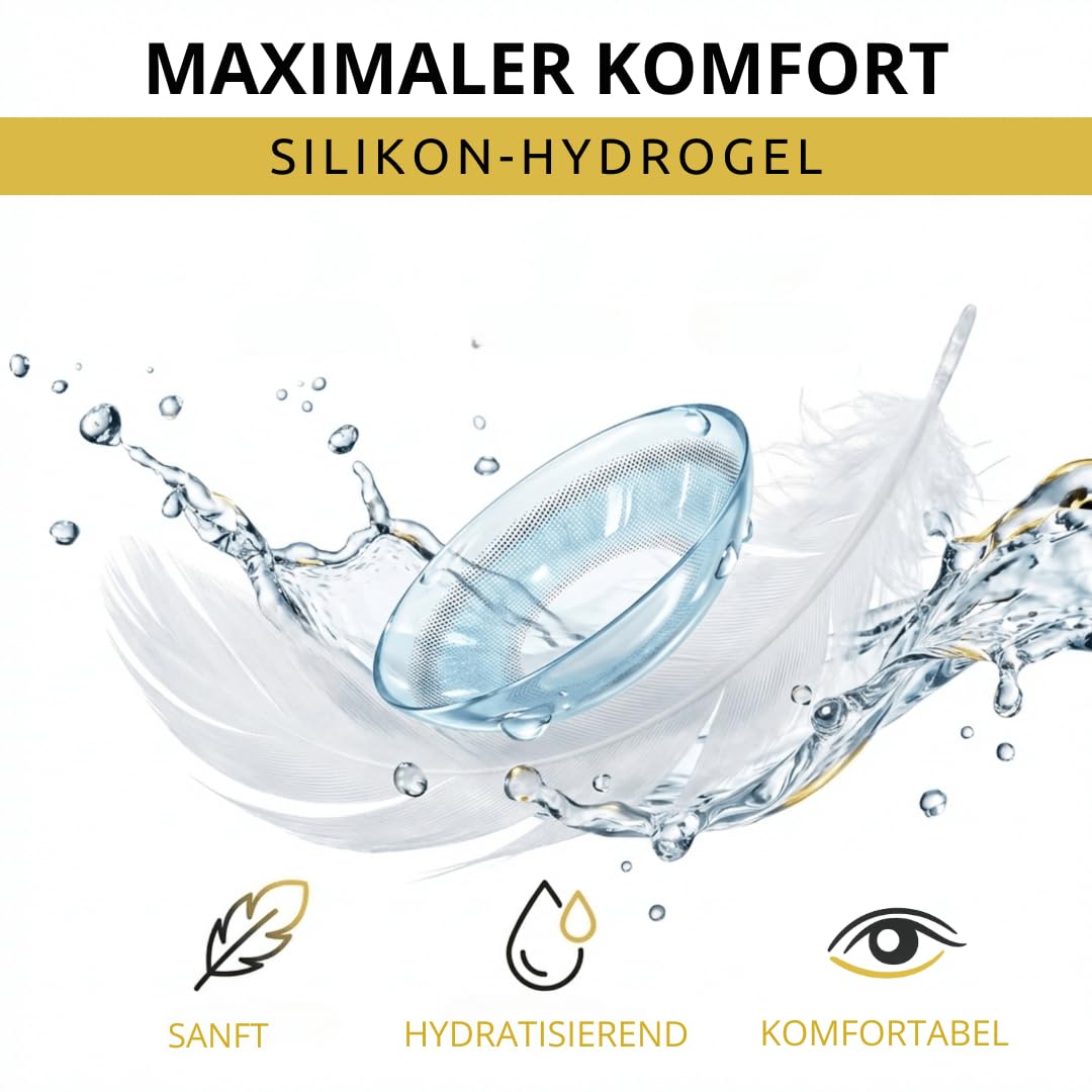 Venus® Blaue Kontaktlinsen Ohne Stärke - 0.00 Dioptrien - Weiche Jahreslinsen Blue Contact Lenses für Damen & Brillenträger - 1 Paar - 14 mm - Wild Blue