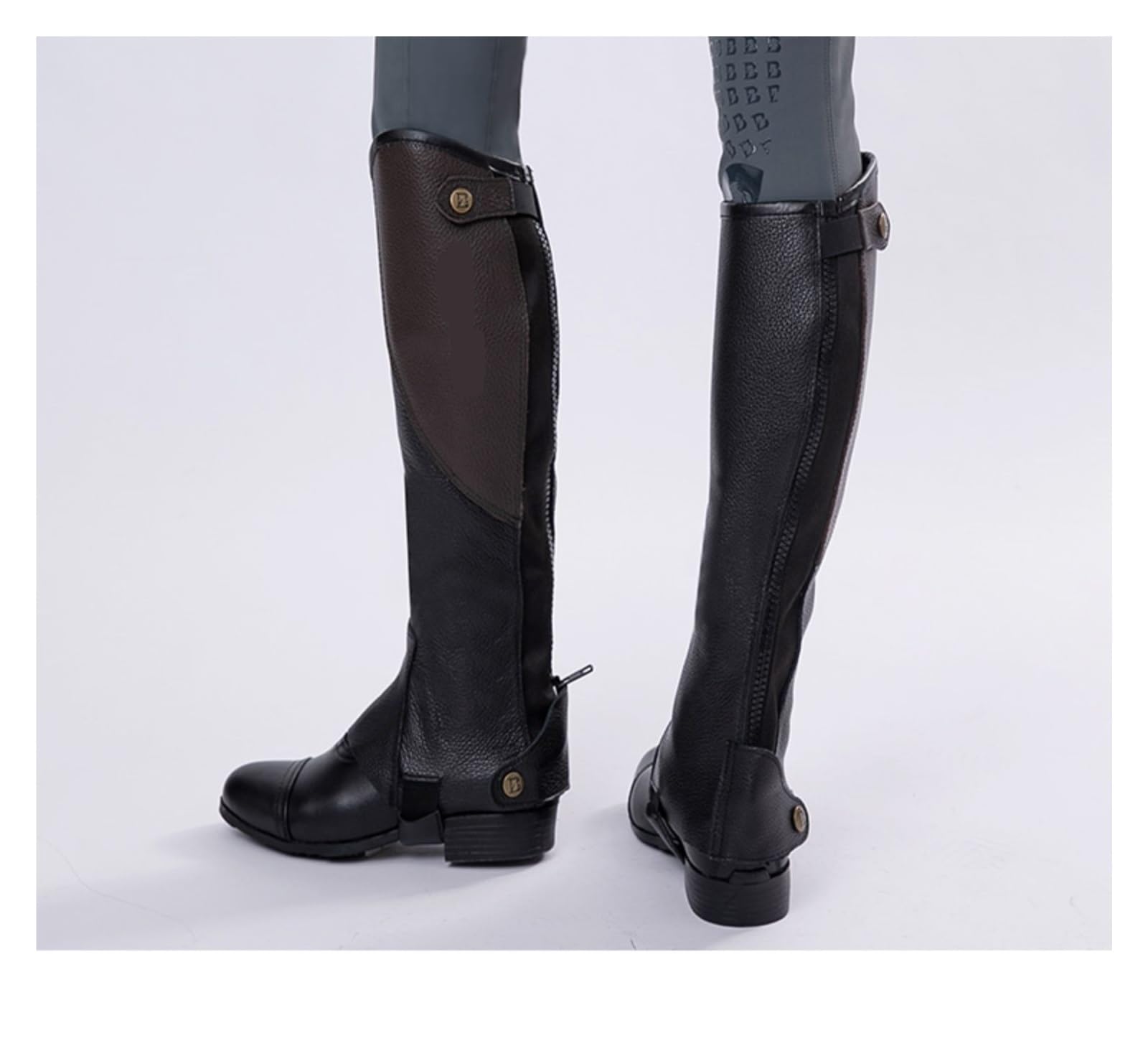 Equestrian Chaps Half Chaps Vollweiches Leder Spleißen Reitchaps Körperschutz Reitausrüstung for Unisex