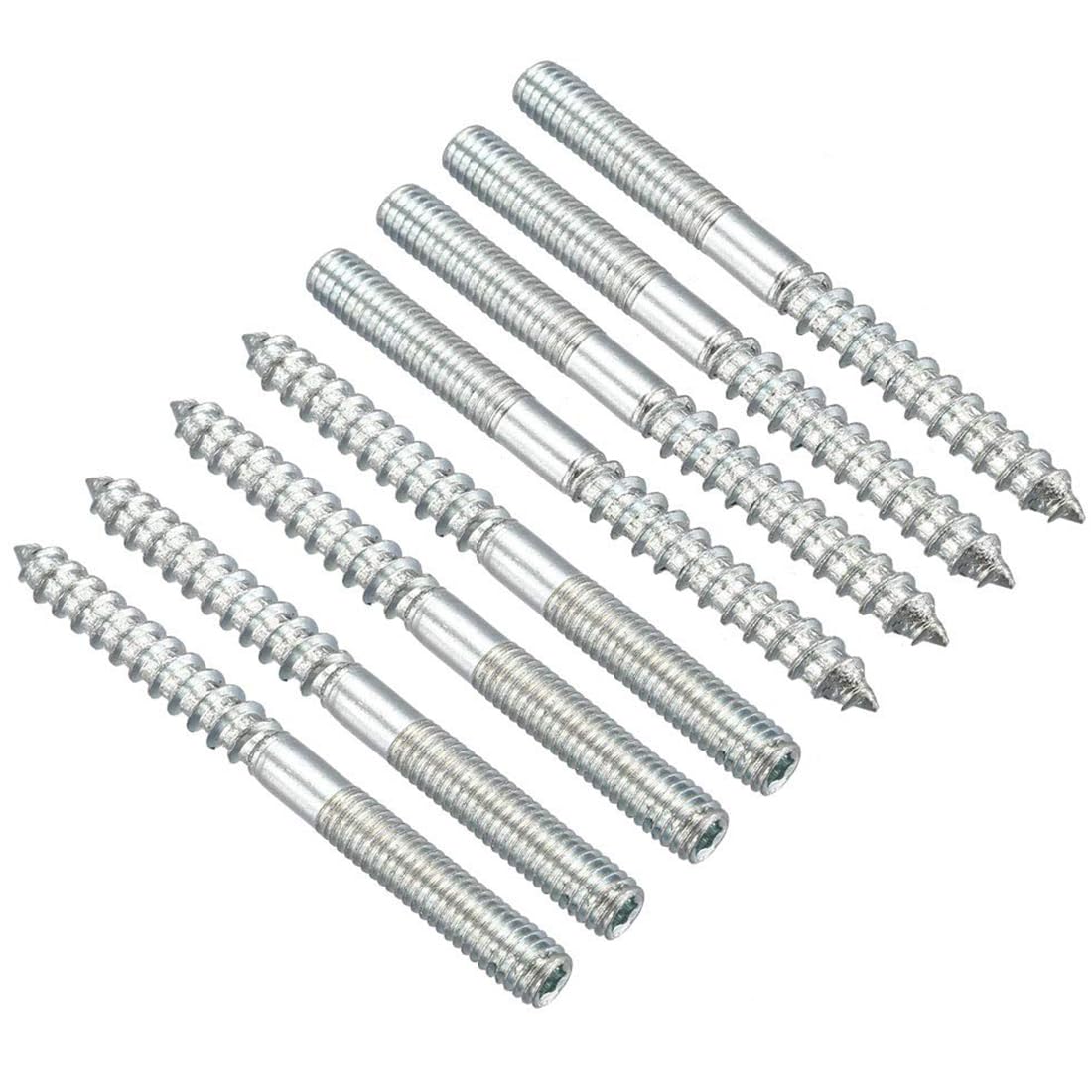 TOP-VIGOR 8Pcs Hanger Bolts, M6x70mm Double Headed Bolts Self Tapping Screw, Double Ended Dowel Screws, Screw Dowels Hanger