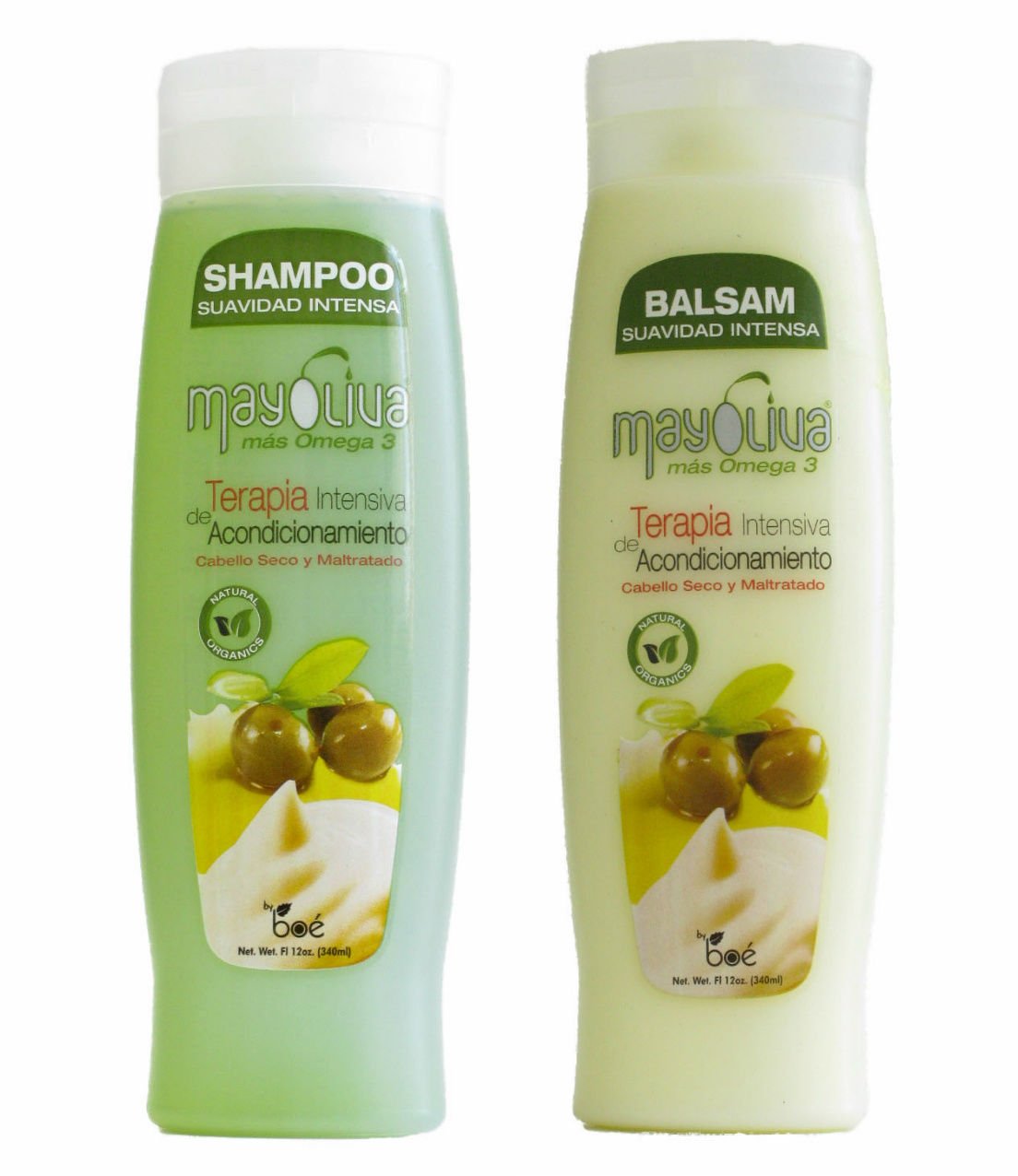 Mayoliva Mas Omega 12oz. Shampoo & Balsam Rinse Set (Dominican Hair)