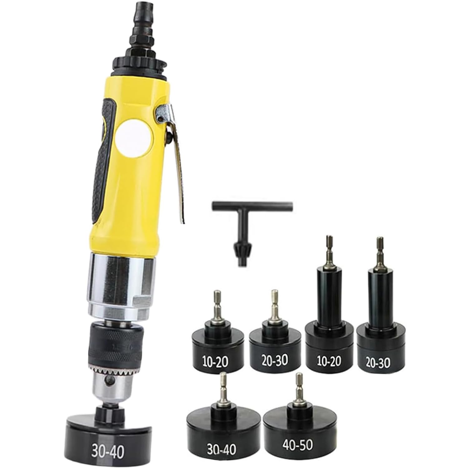 LYSDIANPU Manual Screw Capper, Pneumatic Capping Machine with 6 Capping Heads, Drilling Hole Can Hold a 3/8 Drill Chuck/Maximum Speed ​​2500 RPM for Φ10-50mm Flat Plastic Caps