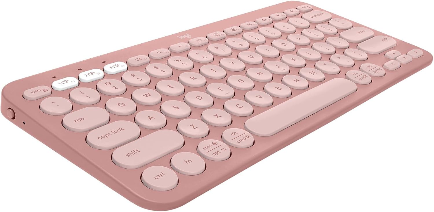 Logitech Pebble Keys 2 K380s Kablosuz Klavye, Çoklu Cihaz Özellikli, Kişiselleştirilebilir Kısa Yollar, Bluetooth, Taşınabilir, Windows, macOS, iPadOS, Android, Chrome OS, Easy-Switch, Türkçe Q, Pembe