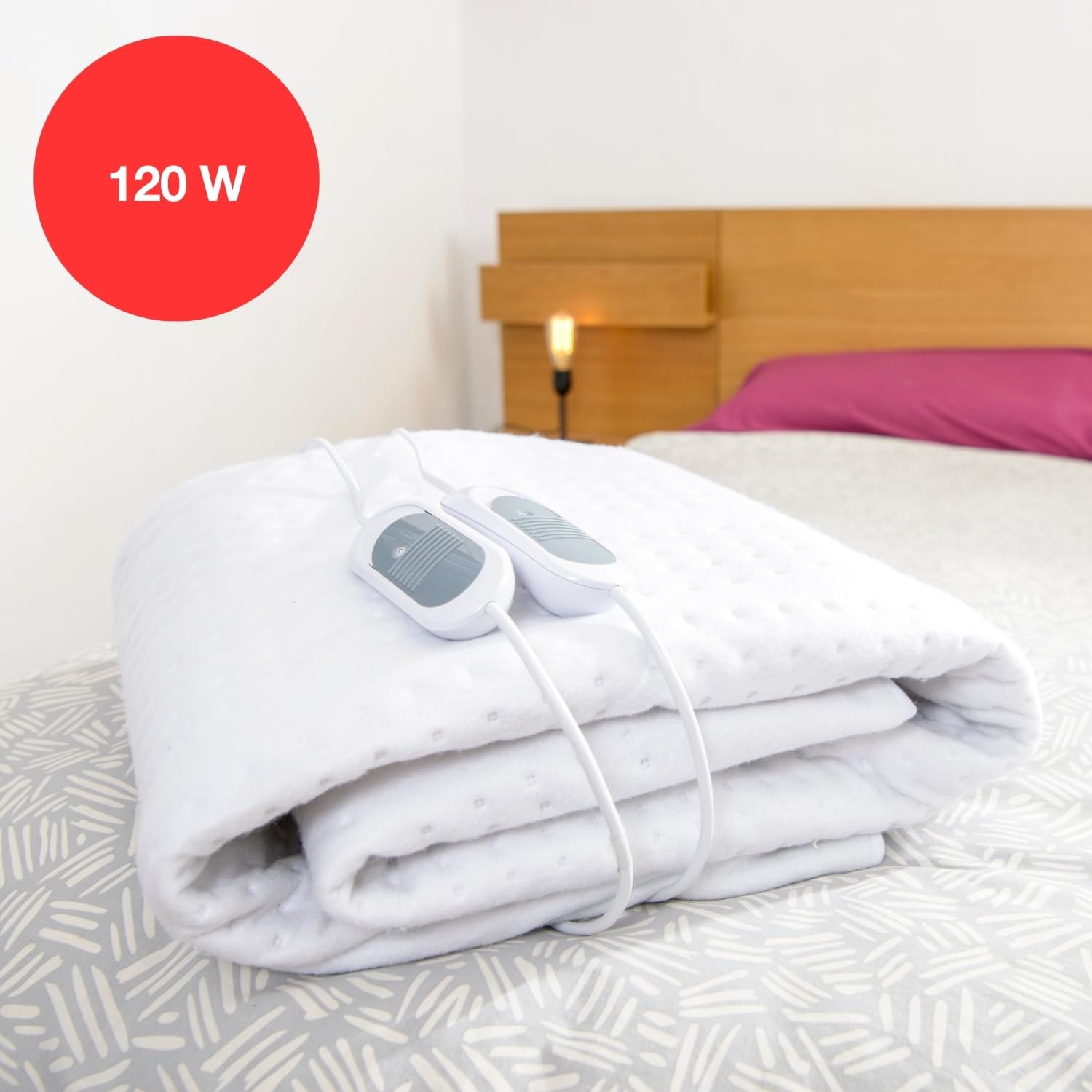 Solac CT8624 Norway + Wärmeunterlage, 4-lagig, Dichte 400 g/m2, Bettdecke mit 3 Temperaturen und abnehmbarem Anschluss, geringer Stromverbrauch, Maße: 150 x 140 cm, weiß