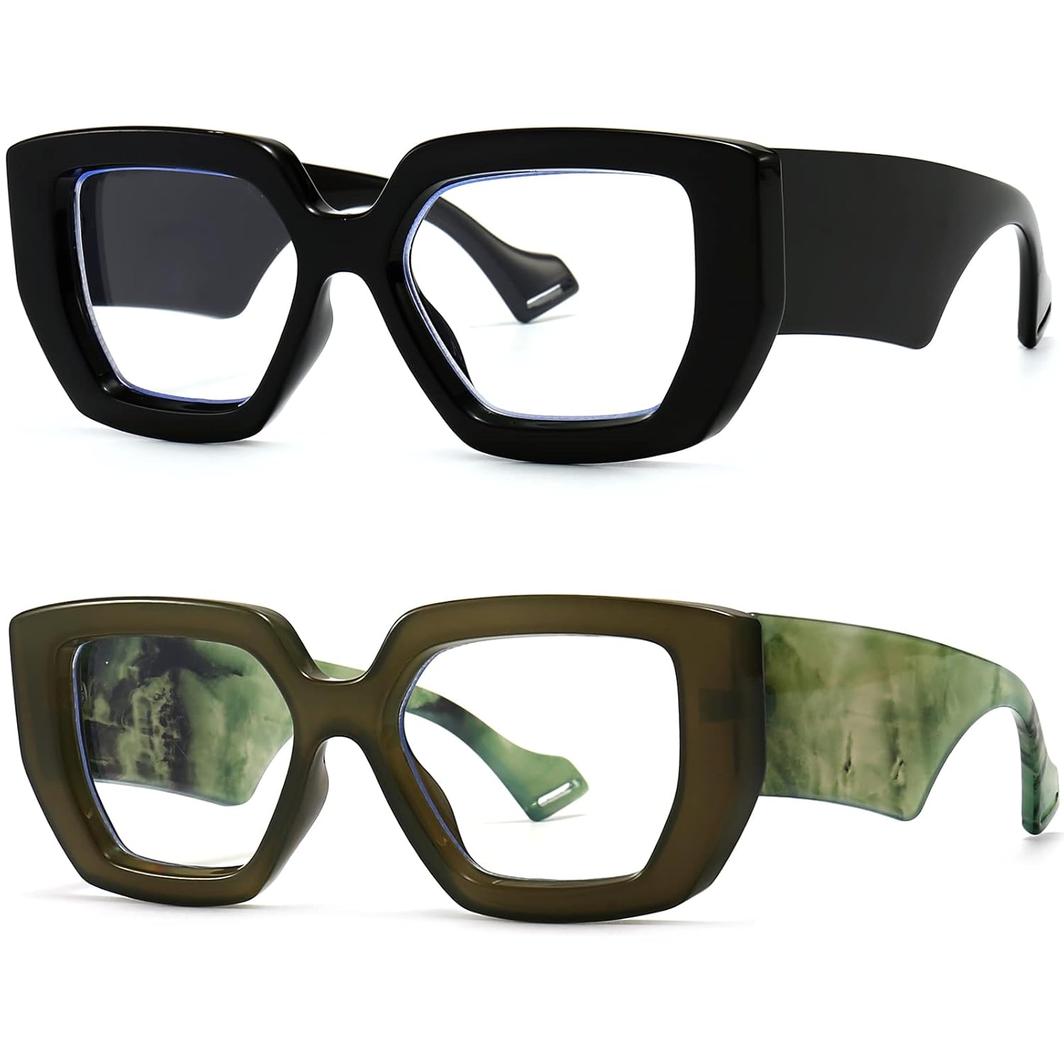 Breaksun Thick Frame Blue Light Glasses for Women Men Fashion Oversized Square Computer Gaming Eyeglasses