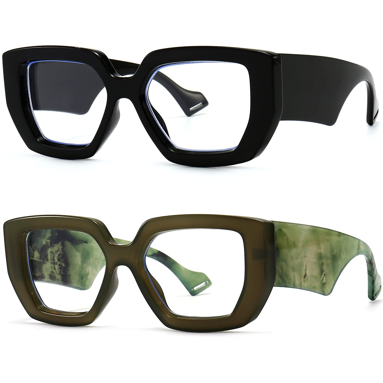 Breaksun Thick Frame Blue Light Glasses for Women Men Fashion Oversized Square Computer Gaming Eyeglasses