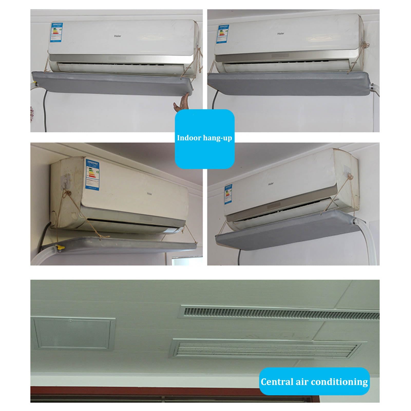 Bac de Vidange de Climatiseur en Acier Galvanisé Extérieur，bac D'égouttement Universel pour Collecteur d'eau de Condensation，bac de Récupération des Condensats de Climatisation avec Tube de Drainage