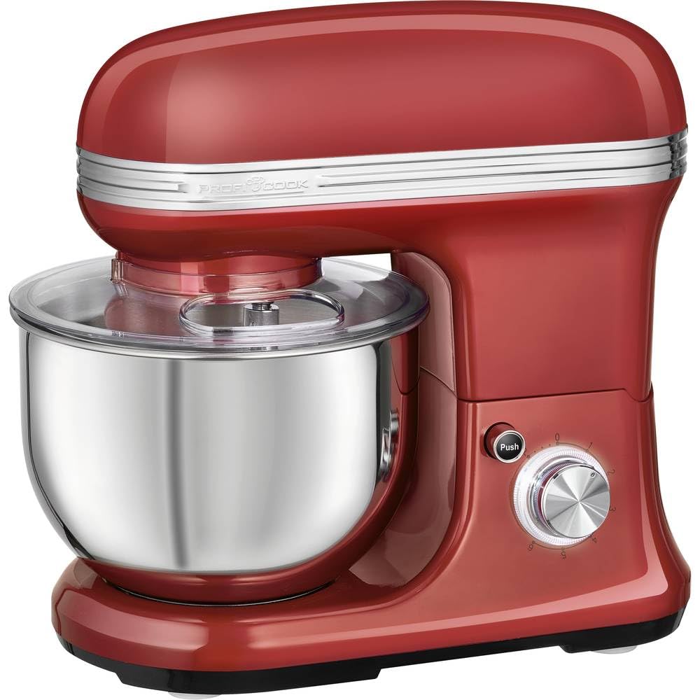 ProfiCook® Robot de cocina para hornear, amasadora de 5 L con potente motor de 1200 W, máquina de masa, incluye gancho y batidor, máquina de amasar retro, protección contra salpicaduras con apertura