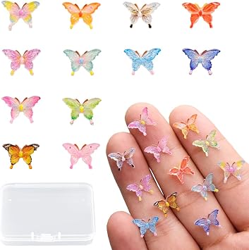 100 PCS Mini Butterflies, Tiny Resin Butterflies, Cute Micro Butterflies, 3D Miniature Butterflies for Dollhouse Decor Fairy Garden Ornaments Landscape Decoration