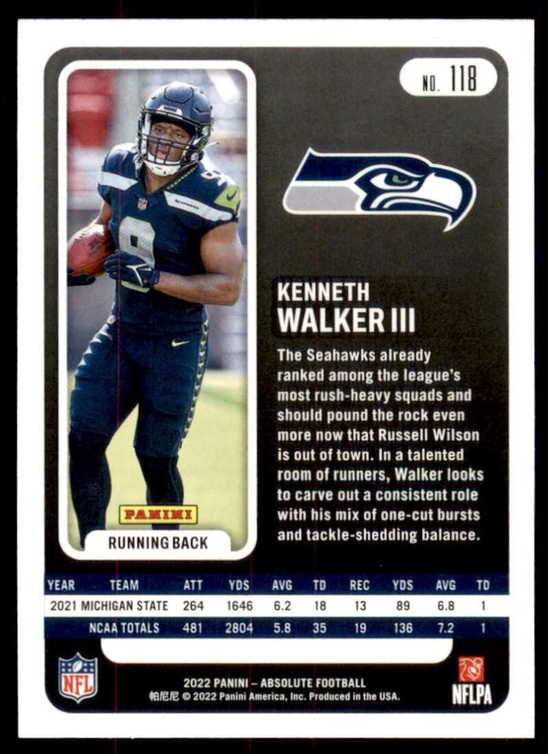 Amazon.com: 2022 PANINI ABSOLUTE #118 KENNETH WALKER III NMMT (RC