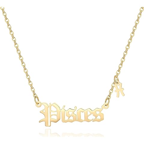 Zodiac Necklace,Zodiac Sign Pendant Necklace for Women,18K Gold Plated