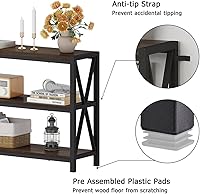 Vista 5 de FATORRI Console Table for Entryway, Modern Entry Table with 3 Tier Shelves, Couch Tables Behind Sofa for Living Room (55 Inch, Dark Walnut)