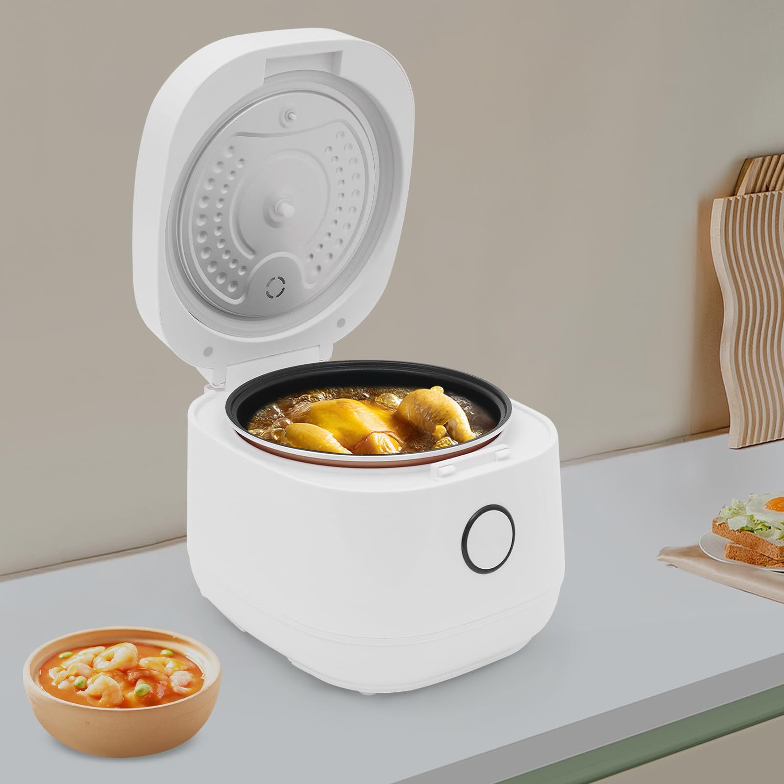 Cuociriso da 900 W, 5 l, adatto per 5-8 pentole interne bianche e cestello filtrante | Rice Cooker 24H isolamento termico può cucinare riso di zuppe per cucinare il porridge per la produzione