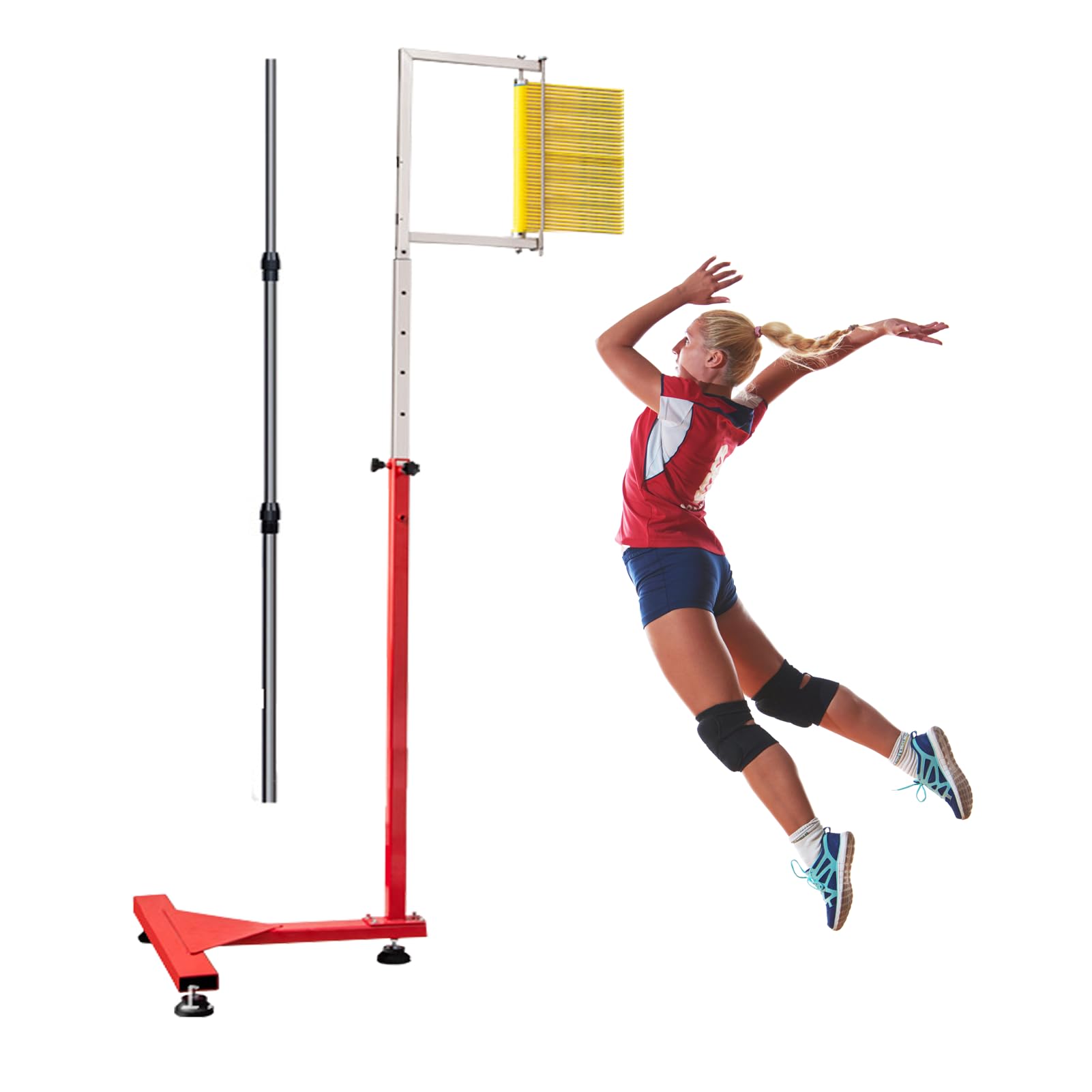 Vertical Jump Tester, Floor Mounted Vertical Jump Measurement Tool, 5.6-11.8 ft Adjustable Vertical Jump Trainer, Vertical Jump Measure Stick Pole Tool for Volleyball Slam Dunk Training Aid