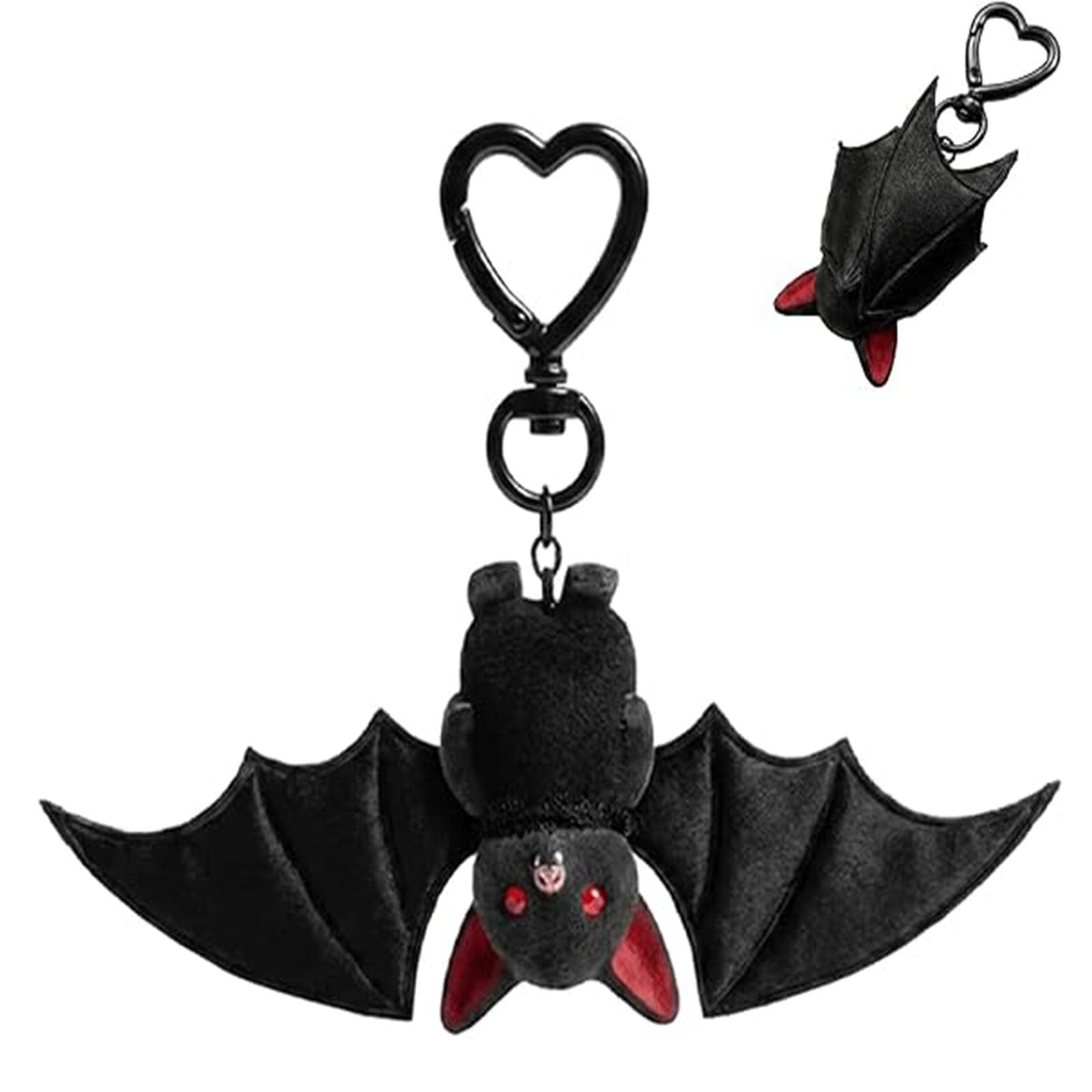 Generico Simpatico portachiavi pipistrello nero, portachiavi pipistrello in peluche trasformabile gotico 2-in-1, simpatico ciondolo per borsa per zaino, borsa