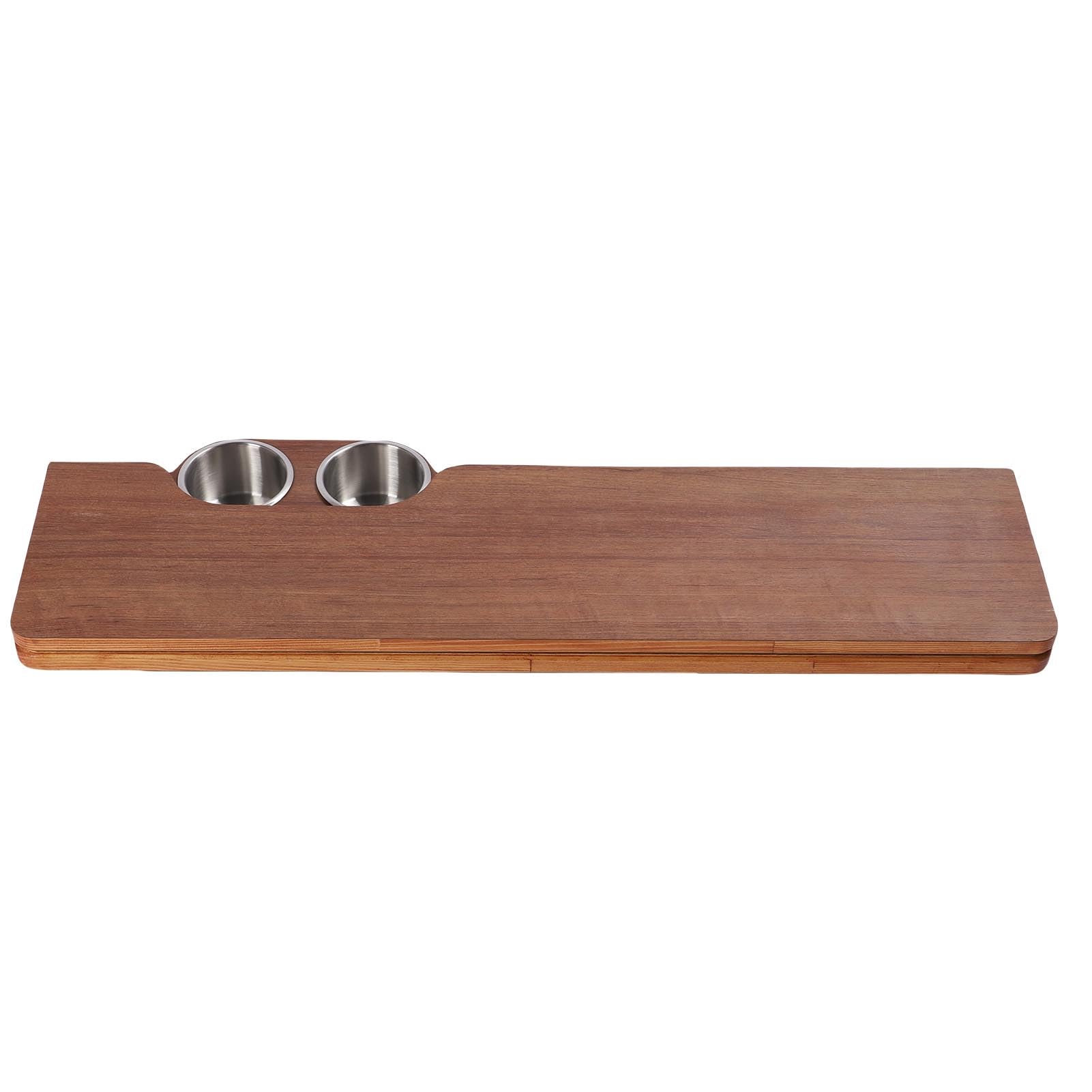 Piano Tavolo per Barca RV, Piano di Lavoro Pieghevole in Legno Massello da 31,49x15,74 Pollici con 2 Portabicchieri in Acciaio Inossidabile, per Yacht (Marrone (595x580 mm/23,43x22,83