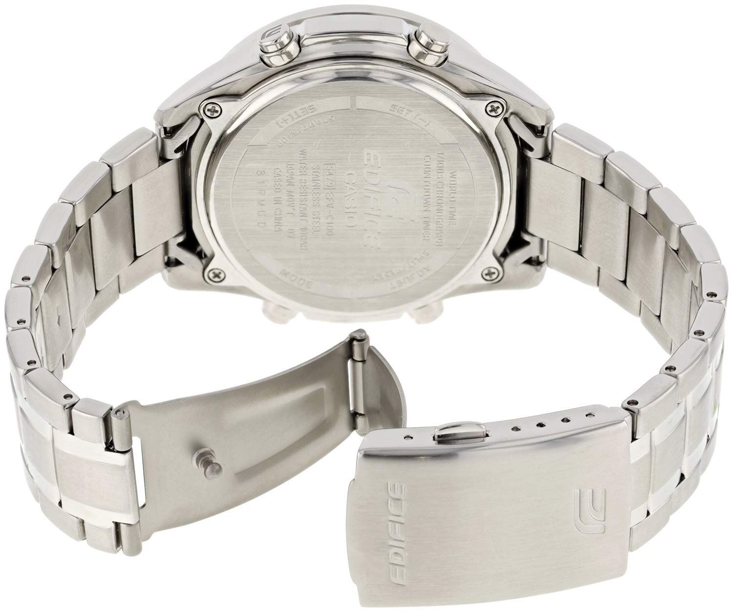 Casio Herren Analog – Digital Uhr Edifice mit Edelstahl Armband
