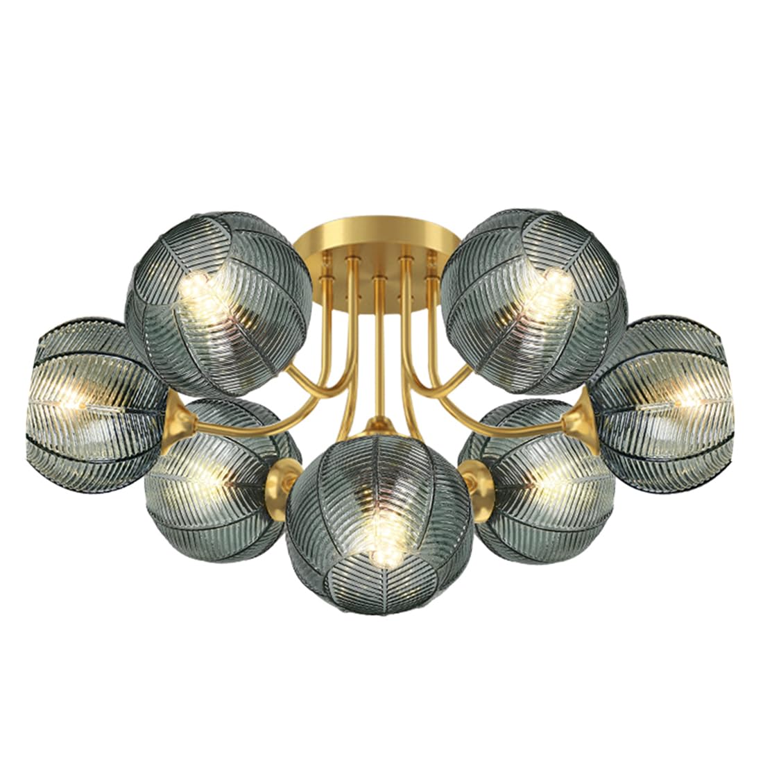 Plafonnier Spoutnik 7 lumières et lustre de plafond en verre vert pour salon