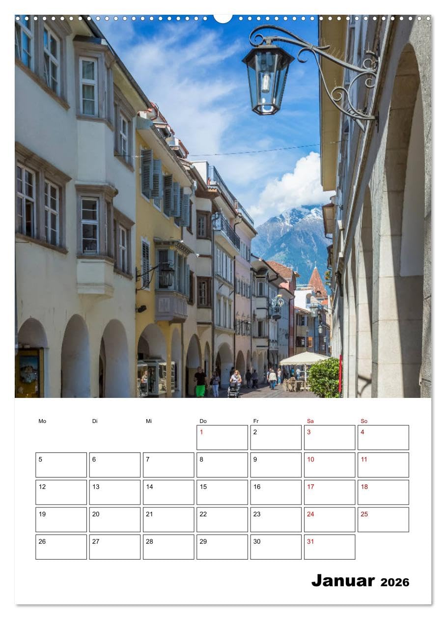 MERAN Terminplaner (Wandkalender 2026 DIN A2 hoch), CALVENDO Monatskalender: Kurstadt in einer bezaubernden Umgebung (CALVENDO Orte)