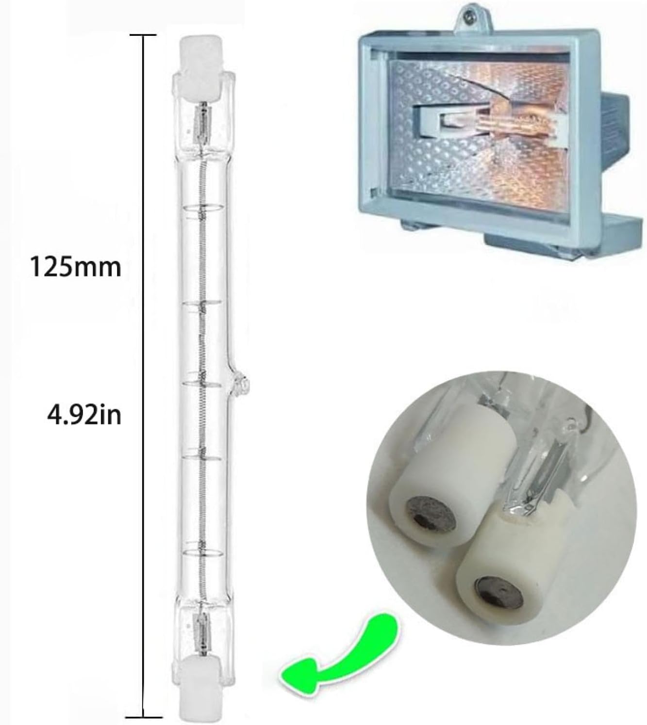R7S Halogen 125mm 1000W 120V Dimmable Tungsten J125 T3 J Type Light Bulbs R7S 125 1000W Double Ended Quartz Tube Lamps 10PC 120V-1000W